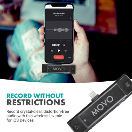 Movo Photo EDGE-DI-DUO Micrófono Lavalier Digital Inalámbrico 2 Canales Dual para iPhones