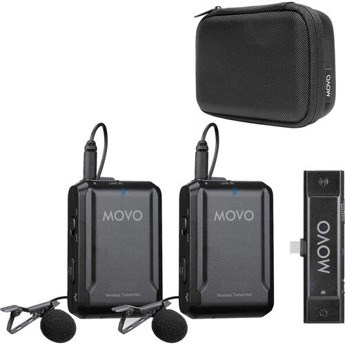 Movo Photo EDGE-UC-DUO Sistema de Micrófono Lavalier Inalámbrico Digital 2 Canales USB-C para Smartphones Android