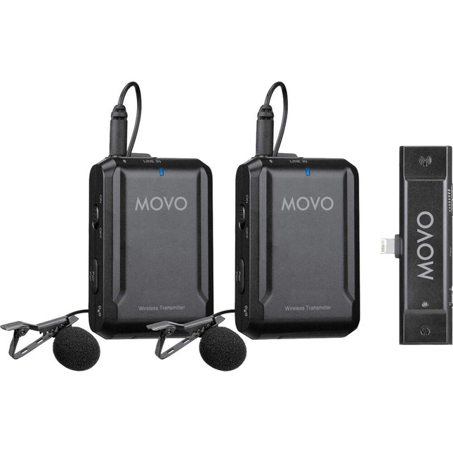 Movo Photo EDGE-DI-DUO Micrófono Lavalier Digital Inalámbrico 2 Canales Dual para iPhones