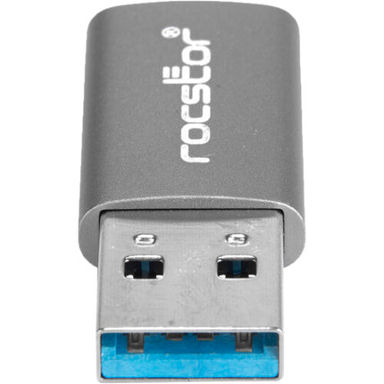 Rocstor Adaptador USB 3.1 Gen 1 Tipo C Hembra a Tipo A Macho 5 Gb/s Aluminio Gris