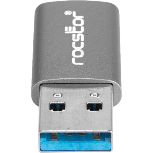 Rocstor Adaptador USB 3.1 Gen 1 Tipo C Hembra a Tipo A Macho 5 Gb/s Aluminio Gris