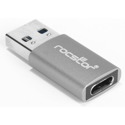 Rocstor Adaptador USB 3.1 Gen 1 Tipo C Hembra a Tipo A Macho 5 Gb/s Aluminio Gris