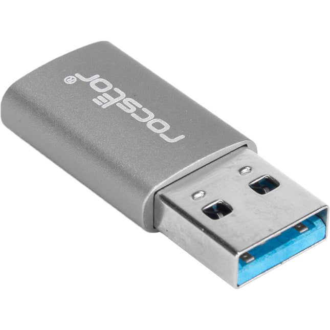 Rocstor Adaptador USB 3.1 Gen 1 Tipo C Hembra a Tipo A Macho 5 Gb/s Aluminio Gris