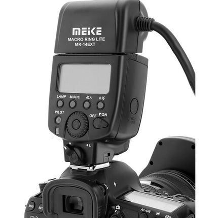 Meike MK-14EXT Flash Anillo Macro TTL para Nikon Guía 46 y Anillos 52-77mm
