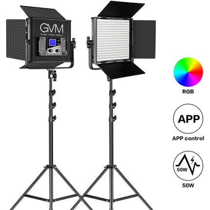 GVM 50RS Panel LED RGB con 2 luces 1100 Lux 13.4x12.7 pulgadas y estuche