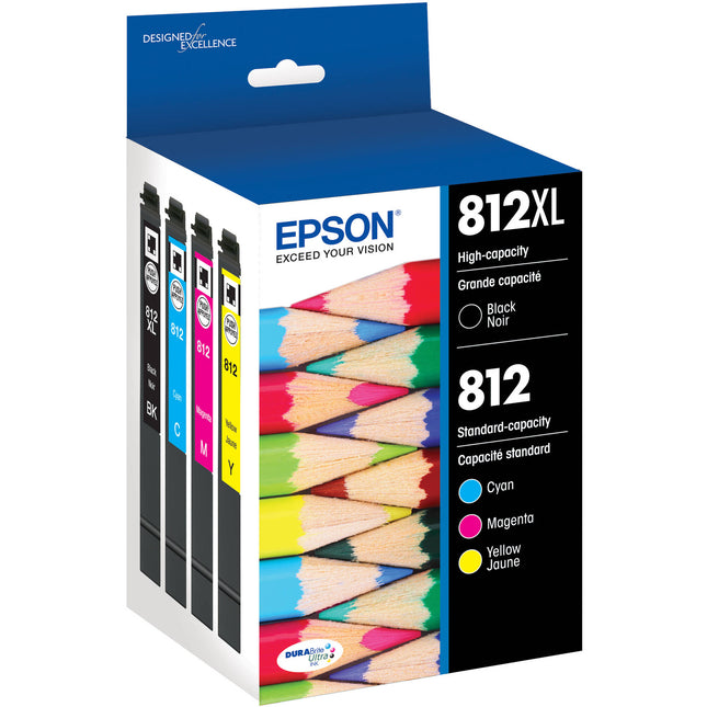 Epson T812 Combo de Tóner Negro Alta Capacidad y Color Estándar para WF-7820 y WF-7840
