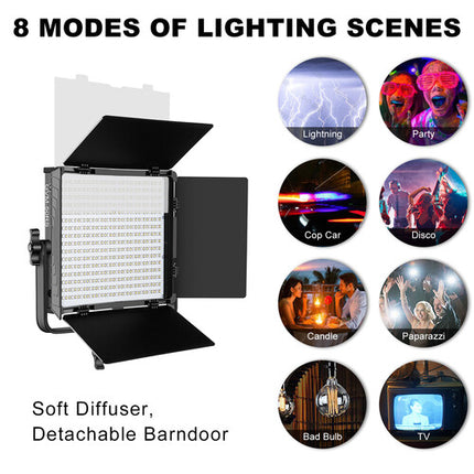 GVM 50RS Panel LED RGB Kit de 3 luces 1100 Lux 13.4x12.7" con soporte estuche y filtros