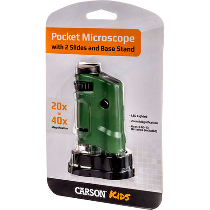 Carson MM-24 MicroBrite Microscopio Monocular Portátil 20-40x Luz LED