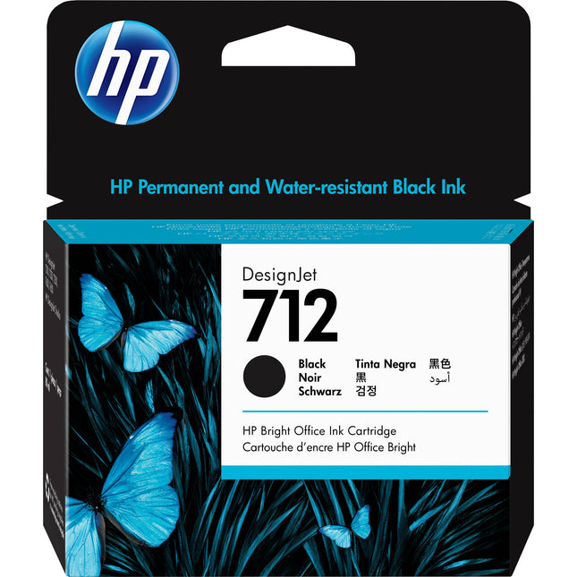 HP 712 Cartucho de Tinta Negra Alta Capacidad 80mL para Plotter