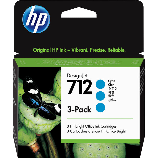Cartucho de Tinta HP 712 Cian Standard para Plotters 3 Unidades