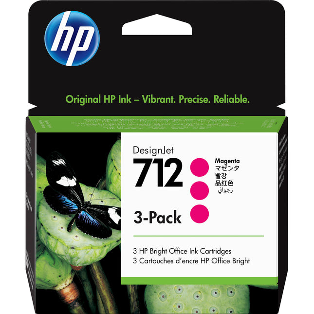 HP 712 Cartucho de Tinta Magenta para Plotter Diseño 3 unidades
