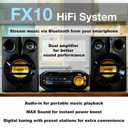 Philips FX10 Mini Sistema Hi-Fi 230W Bluetooth CD FM y USB