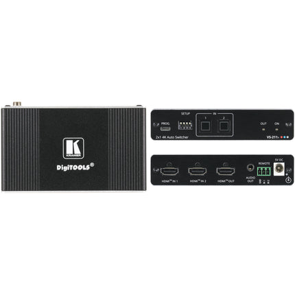 Kramer VS-211X conmutador HDMI automático 2x1 4K HDR 60 Hz 4:4:4 con salida estéreo