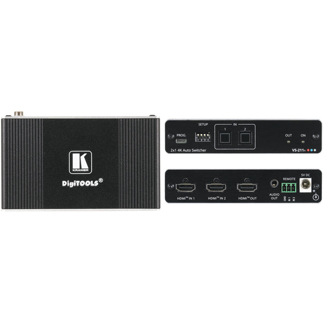 Kramer VS-211X conmutador HDMI automático 2x1 4K HDR 60 Hz 4:4:4 con salida estéreo