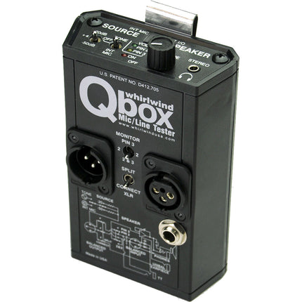 Whirlwind QBOX Probador de Líneas de Audio Generador de Tonos con Micrófono Integrado y Entradas XLR 1/4" y 3.5mm