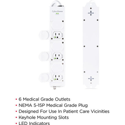 CyberPower Regleta Médica 6 Enchufes 15A 15 Pies Blanca