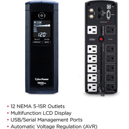CyberPower Intelligent LCD CP1500AVRLCDTAA SAI 900W 1500VA con Pantalla LCD