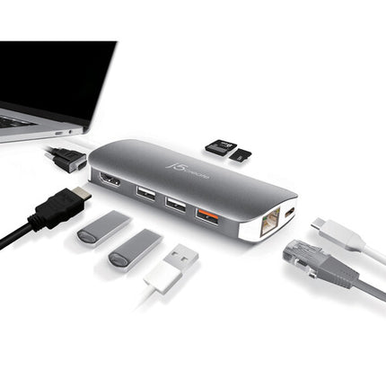 j5create JCD384 Hub USB 3.1 Gen 1 Type-C 9 en 1 HDMI 4K 30Hz