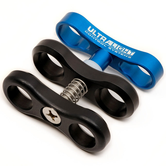 Pinza Bola Ultraligera con Tornillo 1/4"-28 y Perilla T Azul Anodizada 1.5"