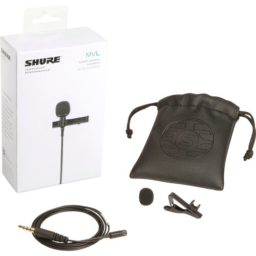 Shure MOTIV MVL Micrófono Lavalier Omnidireccional para Smartphones con Clip y Paraviento