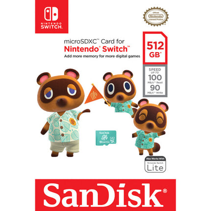 SanDisk 512GB microSDXC UHS-I para Nintendo Switch velocidad 100MB/s clase 10