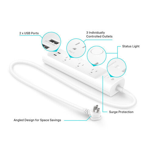 TP-Link KP303 Kasa Regleta Inteligente Wi-Fi 3 Enchufes 2 USB