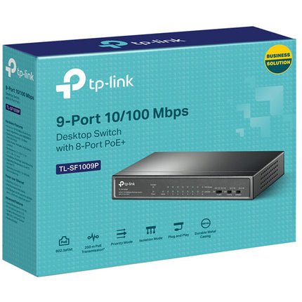 TP-Link TL-SF1009P Switch No Gestionado 9 Puertos 10/100 Mb/s 8 PoE+ 65W