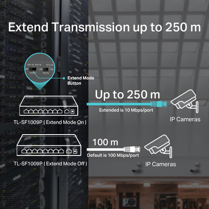TP-Link TL-SF1009P Switch No Gestionado 9 Puertos 10/100 Mb/s 8 PoE+ 65W