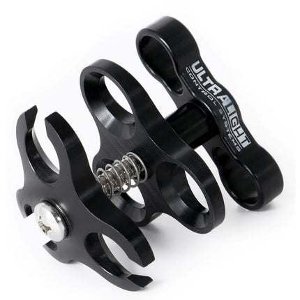 Ultralight Triple Ball Clamp con T-Knob de Aluminio Anodizado y Cortes Lado Único Negro