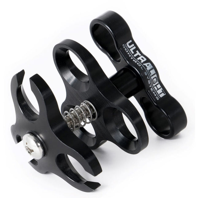 Ultralight Triple Ball Clamp con T-Knob de Aluminio Anodizado y Cortes Lado Único Negro