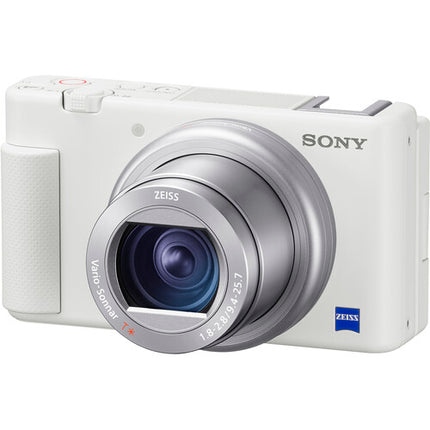 Cámara digital Sony ZV-1 con tarjeta 64GB y estuche protector blanco