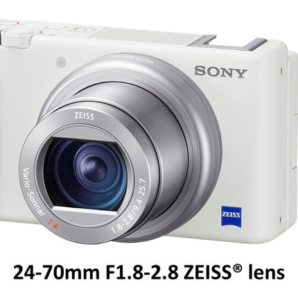 Cámara digital Sony ZV-1 con tarjeta 64GB y estuche protector blanco