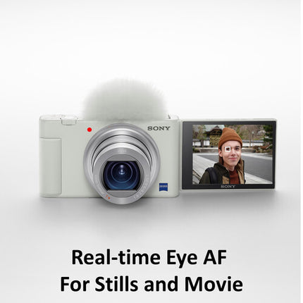 Sony ZV-1 Cámara Digital Blanca 20.1MP UHD 4K Video 3" Pantalla Táctil