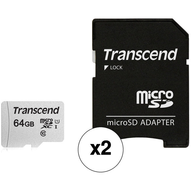 Transcend 64GB microSDXC UHS-I Clase 10 95MB/s 2-Pack con Adaptador SD
