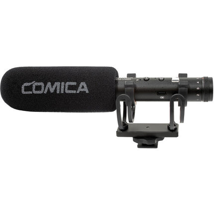 Comica Audio CVM-VM20 Micrófono Shotgun para Cámara con Batería Recargable y Control de Ganancia