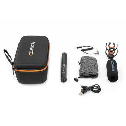 Comica Audio CVM-VM20 Micrófono Shotgun para Cámara con Batería Recargable y Control de Ganancia