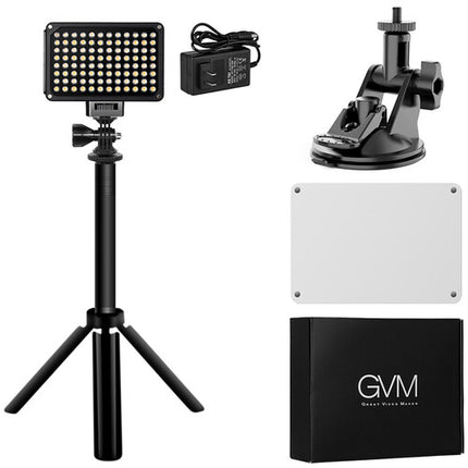 GVM Variable-Color Luz LED para Cámara Kit con Mini Trípode y Montura de Succión 3200-5600K Temperatura 4 Horas Batería