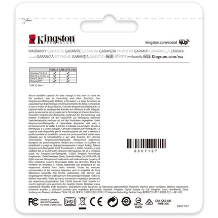 Kingston 128GB DataTraveler Kyson USB 3.2 Gen 1 Unidad Flash 3-Pack 200MBs Lectura 60MBs Escritura