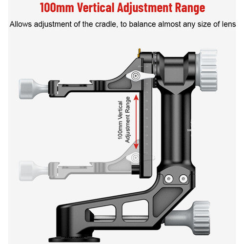 Sunwayfoto GH-02 Cabezal Gimbal capacidad 30 kg altura 25 cm con funda de transporte