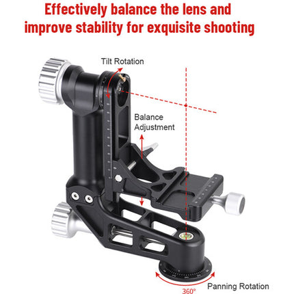 Sunwayfoto GH-02 Cabezal Gimbal capacidad 30 kg altura 25 cm con funda de transporte
