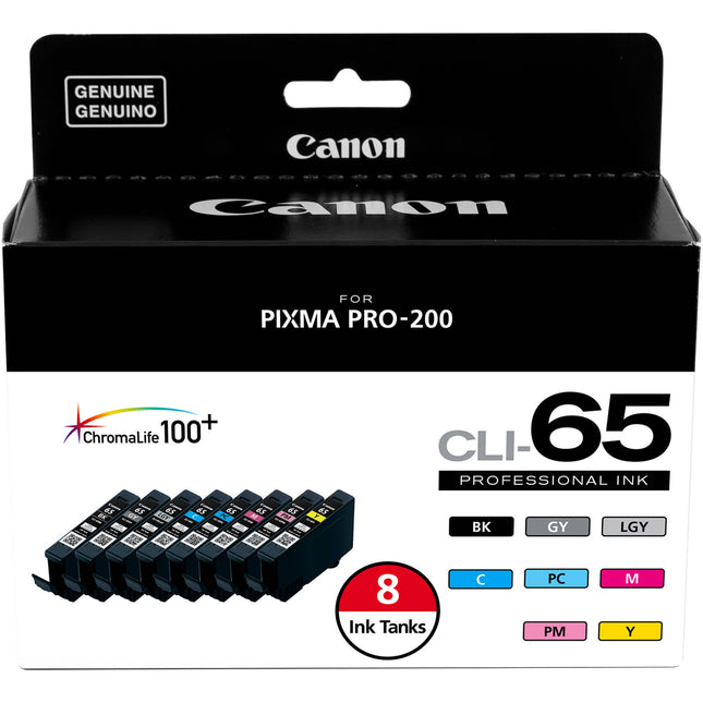 Canon CLI-65 Pack de Tintas Ocho Colores para Impresora Fotográfica PIXMA PRO-200
