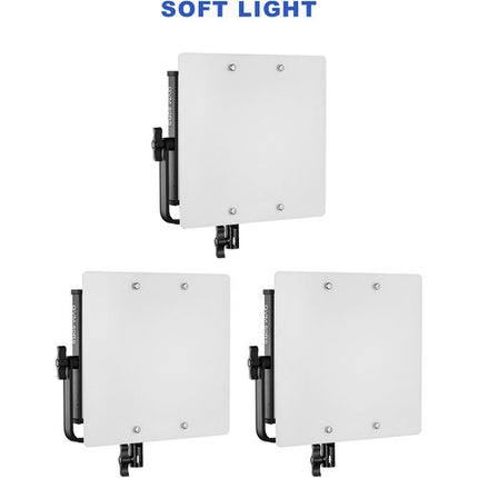 GVM 50RS Panel LED RGB Kit de 3 luces 1100 Lux 13.4x12.7" con soporte estuche y filtros