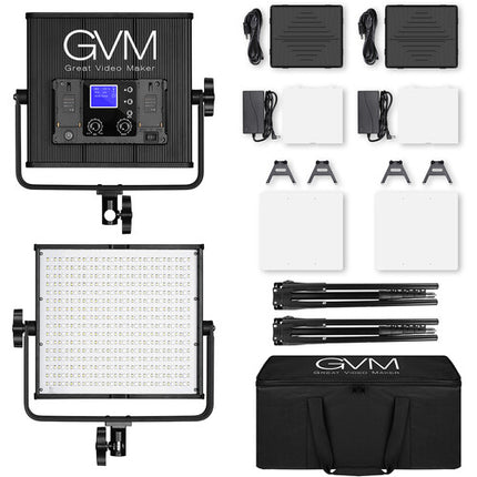 GVM 50RS Panel LED RGB con 2 luces 1100 Lux 13.4x12.7 pulgadas y estuche