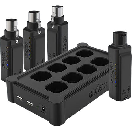 CHAUVET DJ D-Fi XLR Pack Sistema inalámbrico 165 pies con 3 receptores y cargador múltiple