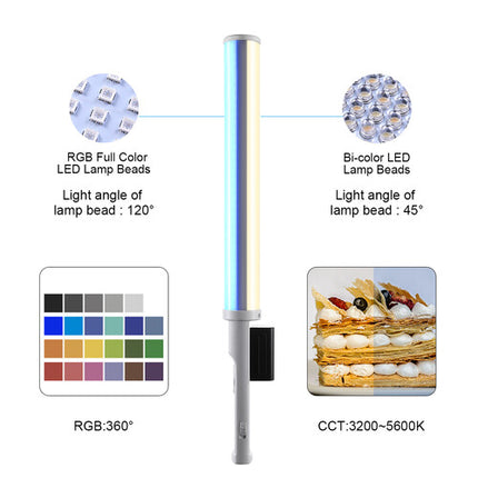 GVM RGB LED Bi-Color Luz de Video 3200-5600K 23.3 Pulgadas Batería y Cargador