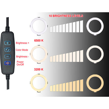 Vidpro Kit de Luz Anular LED Bi-Color 6 Pulg 10 Niveles de Brillo 3200-5600K