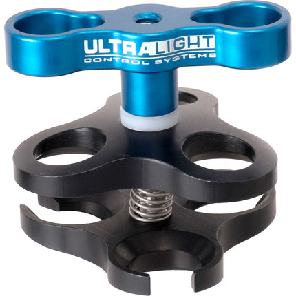 Ultralight Triple Ball Clamp con Perilla T de Aluminio Anodizado Azul