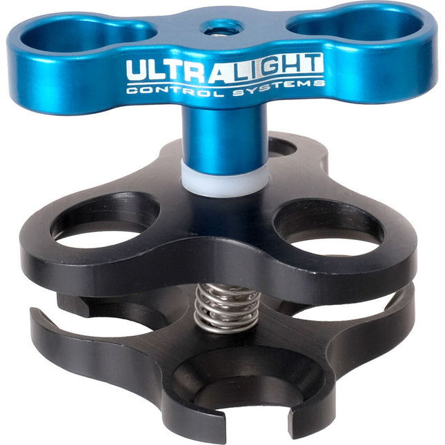 Ultralight Triple Ball Clamp con Perilla T de Aluminio Anodizado Azul