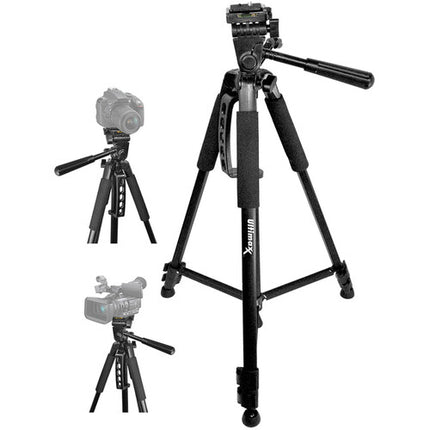 Ultimaxx UM-TR60BK trípode de aluminio 60 pulgadas altura máxima con cabeza 3 vías y liberación rápida negro