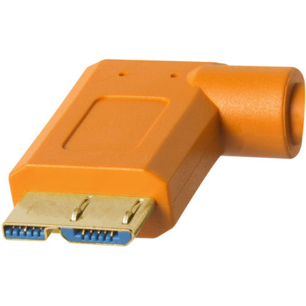 Tether Tools Cable USB 3.0 Tipo A a Micro USB ángulo recto 15 pies 5 Gb/s naranja